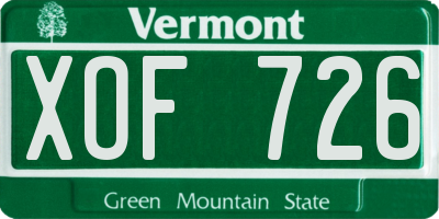 VT license plate XOF726