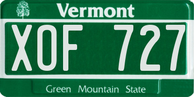 VT license plate XOF727