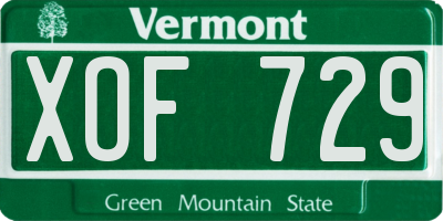 VT license plate XOF729
