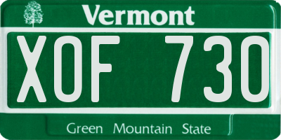 VT license plate XOF730