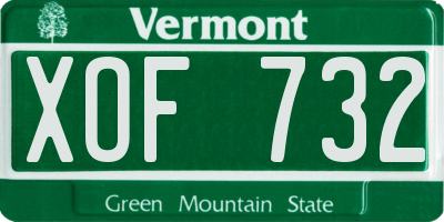 VT license plate XOF732