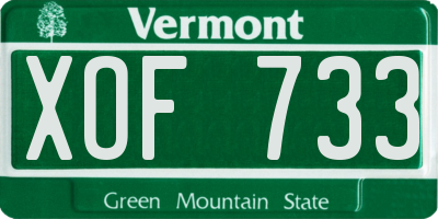 VT license plate XOF733