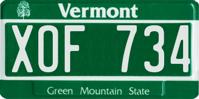VT license plate XOF734