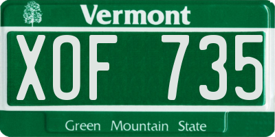 VT license plate XOF735