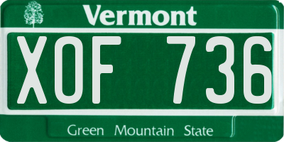 VT license plate XOF736