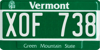 VT license plate XOF738