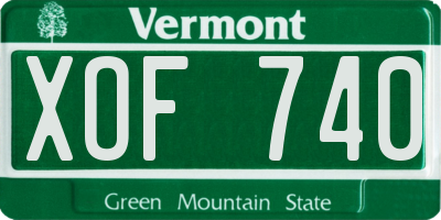 VT license plate XOF740