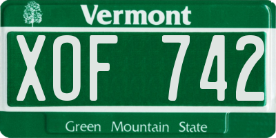 VT license plate XOF742