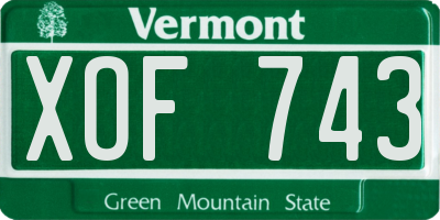 VT license plate XOF743