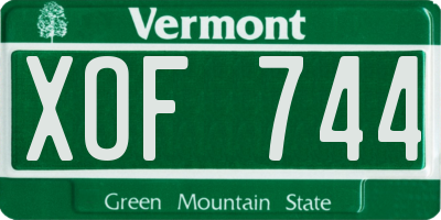VT license plate XOF744
