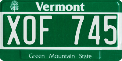VT license plate XOF745