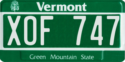 VT license plate XOF747