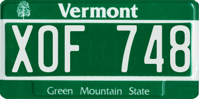 VT license plate XOF748