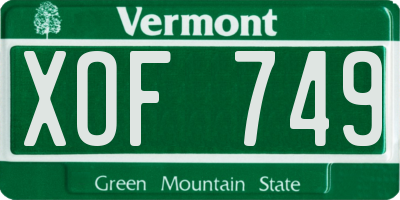 VT license plate XOF749