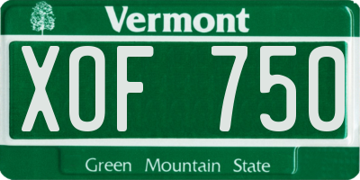 VT license plate XOF750