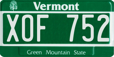 VT license plate XOF752