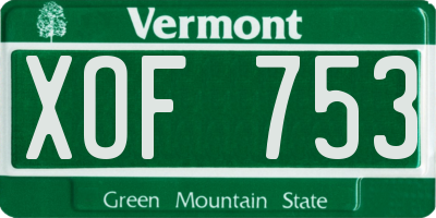 VT license plate XOF753