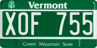 VT license plate XOF755