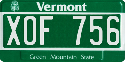 VT license plate XOF756