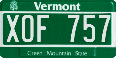VT license plate XOF757