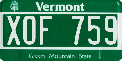 VT license plate XOF759