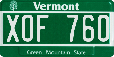 VT license plate XOF760