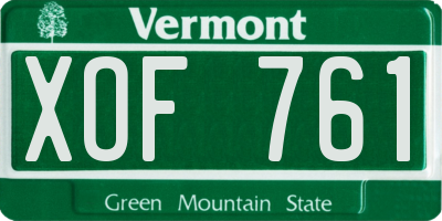 VT license plate XOF761