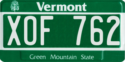 VT license plate XOF762