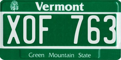 VT license plate XOF763