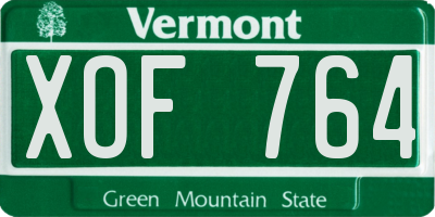VT license plate XOF764