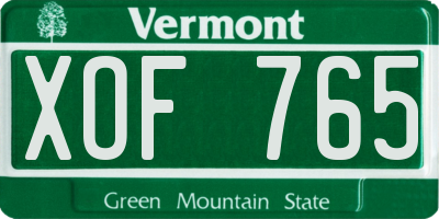 VT license plate XOF765