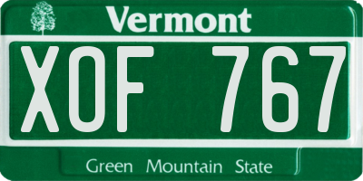 VT license plate XOF767