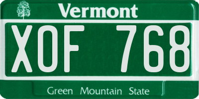 VT license plate XOF768