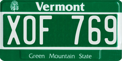 VT license plate XOF769