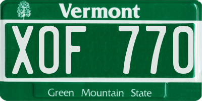 VT license plate XOF770