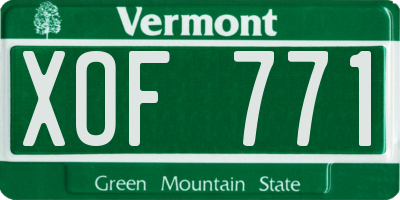 VT license plate XOF771