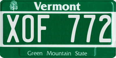 VT license plate XOF772