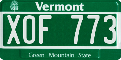 VT license plate XOF773