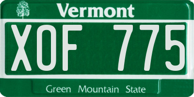 VT license plate XOF775