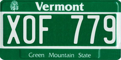 VT license plate XOF779