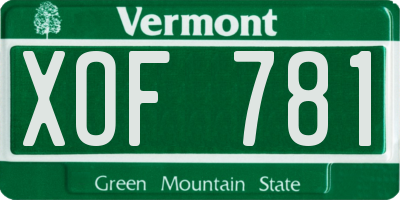 VT license plate XOF781