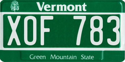 VT license plate XOF783