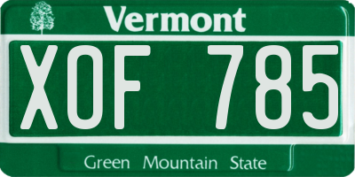 VT license plate XOF785