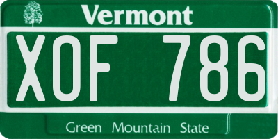 VT license plate XOF786