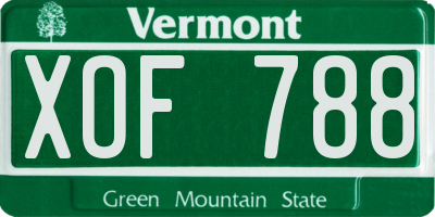 VT license plate XOF788