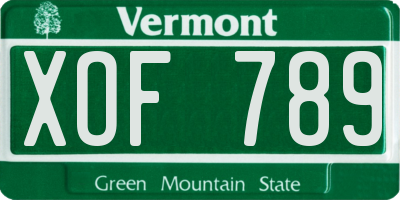 VT license plate XOF789