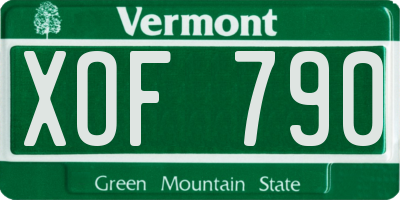 VT license plate XOF790