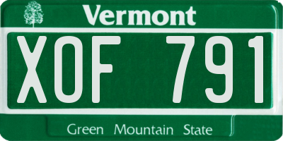 VT license plate XOF791