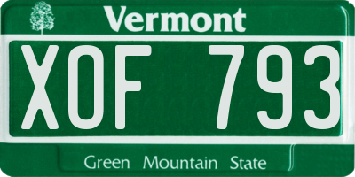 VT license plate XOF793