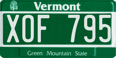 VT license plate XOF795
